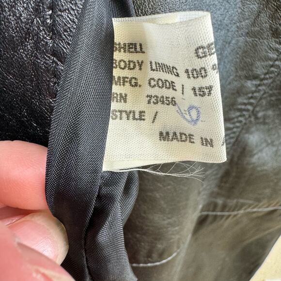 Vintage Gino di Giorgio Black Leather Button Up Trench Coat Size L - Picture 13 of 14